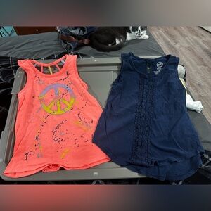 Wonder Nation Coral and Navy Kids Tank Tops